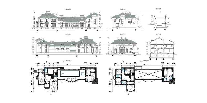 Villa With Swimming Pool free AutoCAD drawings